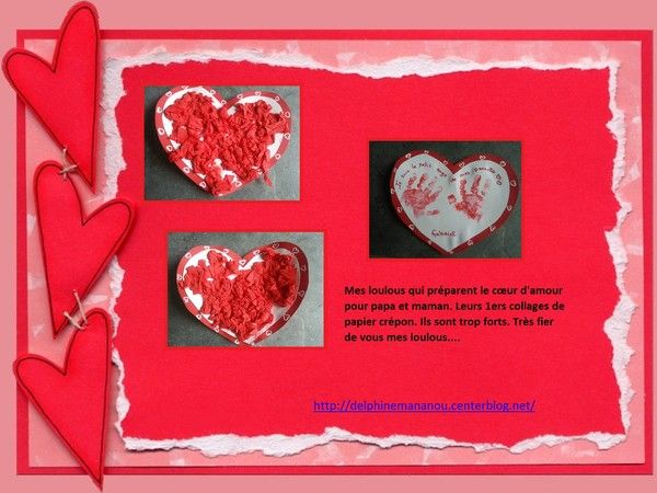 Coeur en papier crepon saint valentin 