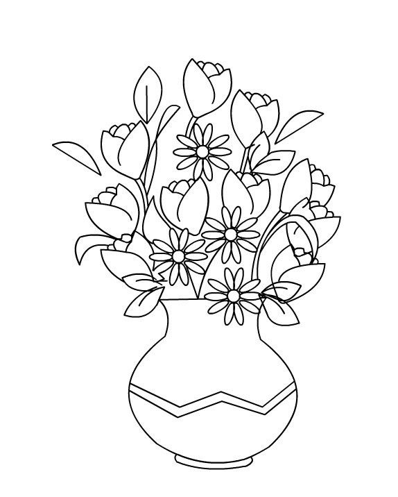 coloriages fleurs vases