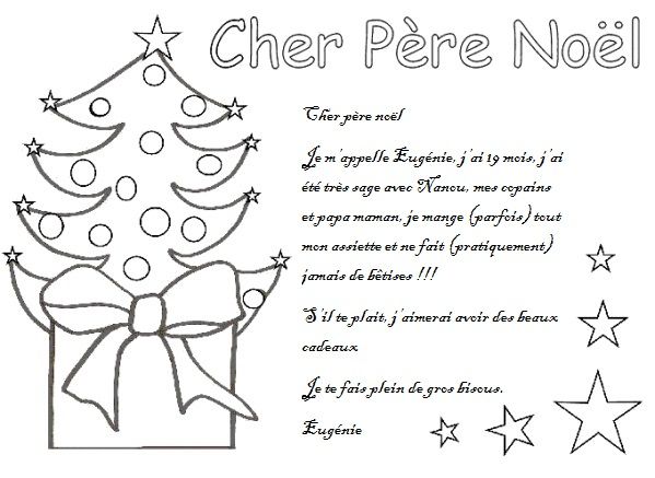 Lettre envoyé au Père Noël (modèle)